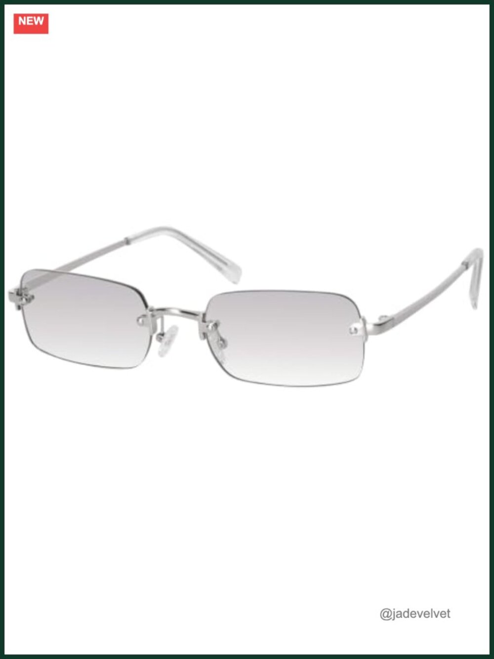 Rimless Rectangle Sunglasses Y2K Retro Frameless Metal Temples UV400